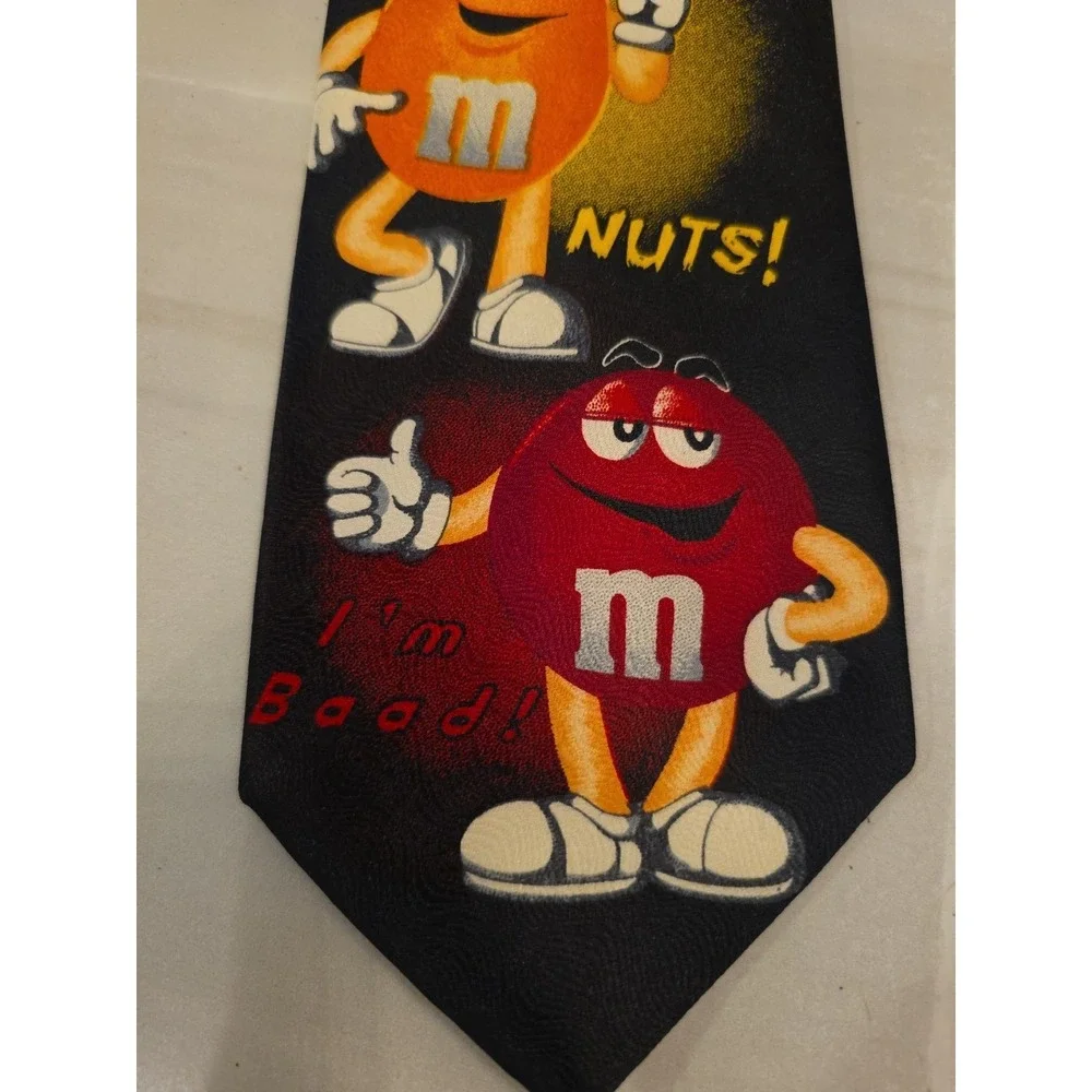M&M's Brand‎ Character Slogans Novelty Tie Necktie Black 100% Polyester B1